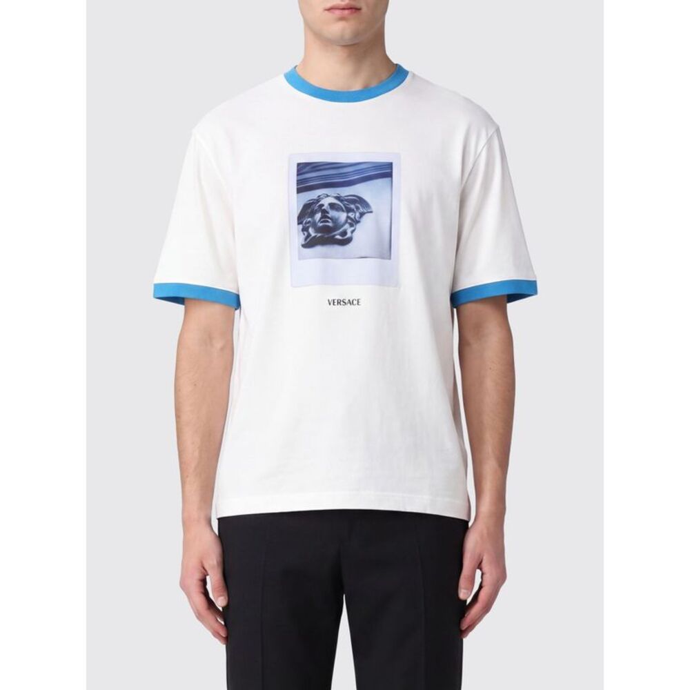 Versace Men Versace Cotton T-Shirt With Graphic Print And Back Logo
